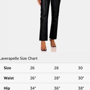 Laverpelle Womens Genuine Lambskin Leather Ankle Pants Size 34 Black